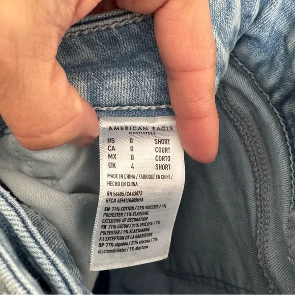 American Eagle High Rise Jeggings Next Level Stretch light blue Sz 0 SHORT - Picture 6 of 9